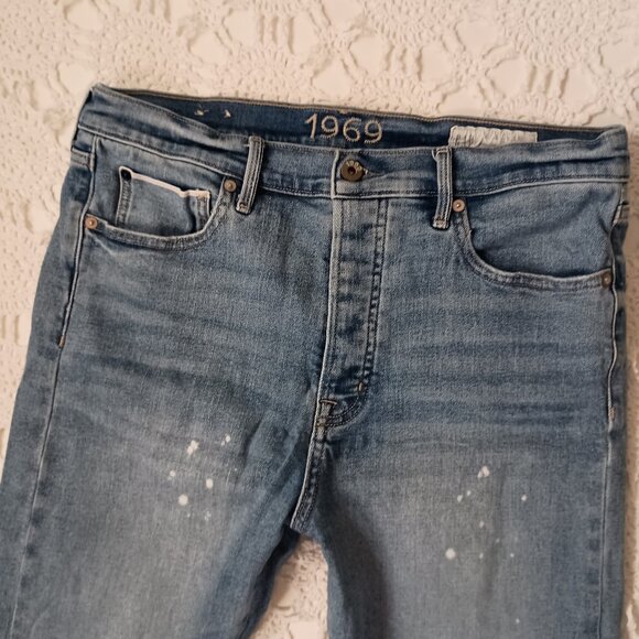 Gap Selvedge Jeans Japanese Blue Indigo Medium Wash Stretch Denim 14 32 Women - Picture 9 of 12